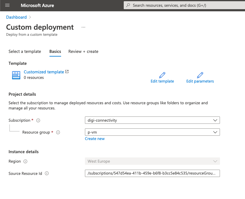 Project Details in Custom Deployment